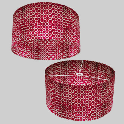 Drum Lamp Shade - P73 - Batik Cranberry Circles, 50cm(d) x 25cm(h)