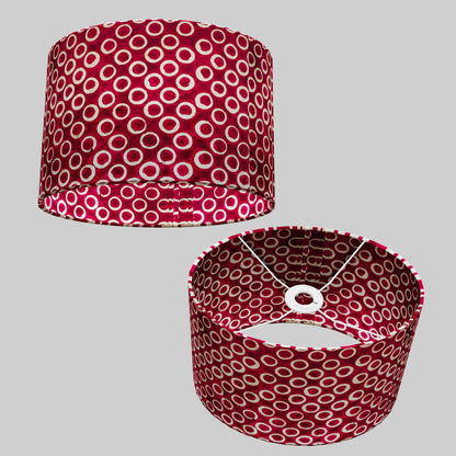 Oval Lamp Shade - P73 - Batik Cranberry Circles, 30cm(w) x 20cm(h) x 22cm(d)