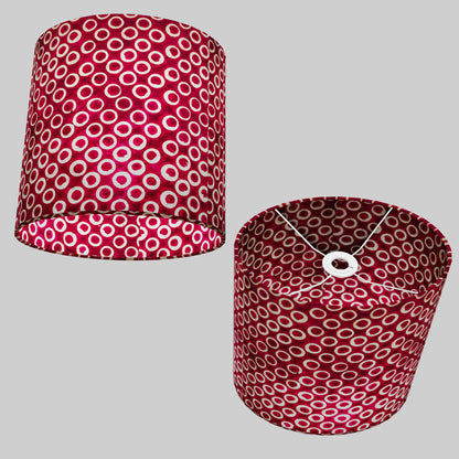 Oval Lamp Shade - P73 - Batik Cranberry Circles, 30cm(w) x 30cm(h) x 22cm(d)
