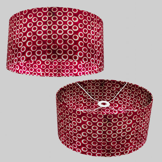Oval Lamp Shade - P73 - Batik Cranberry Circles, 40cm(w) x 20cm(h) x 30cm(d)