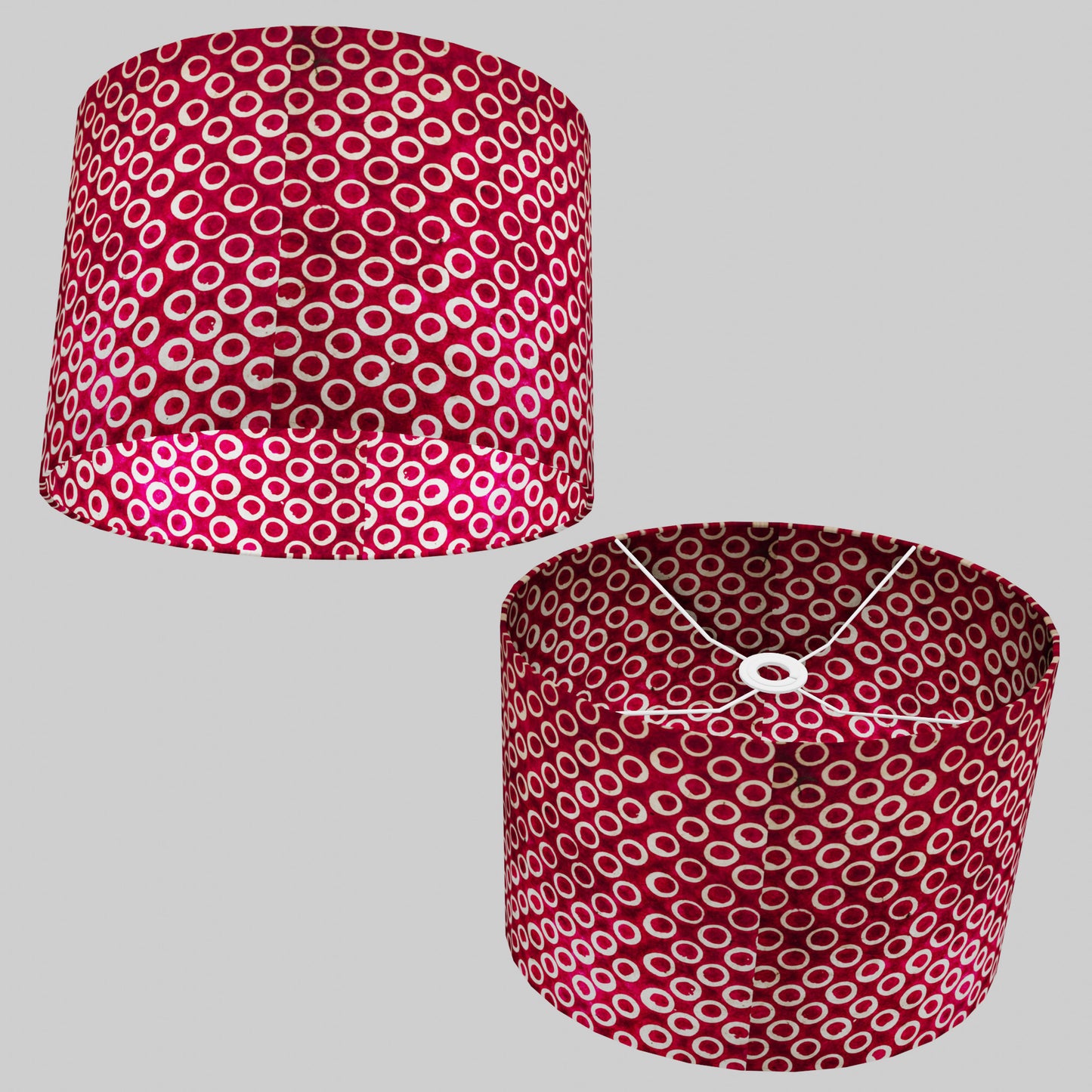 Oval Lamp Shade - P73 - Batik Cranberry Circles, 40cm(w) x 30cm(h) x 30cm(d)