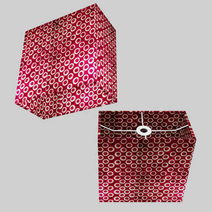 Rectangle Lamp Shade - P73 - Batik Cranberry Circles, 30cm(w) x 30cm(h) x 15cm(d)