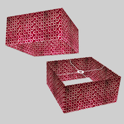 Square Lamp Shade - P73 - Batik Cranberry Circles, 40cm(w) x 20cm(h) x 40cm(d)