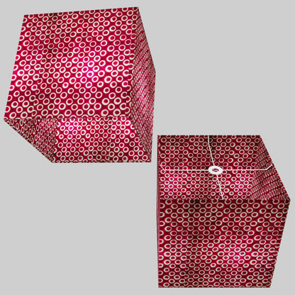 Square Lamp Shade - P73 - Batik Cranberry Circles, 40cm(w) x 40cm(h) x 40cm(d)