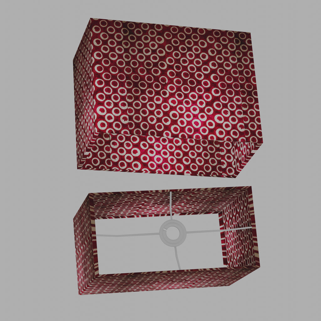 Rectangle Lamp Shade - P73 - Batik Cranberry Circles, 40cm(w) x 30cm(h) x 20cm(d)