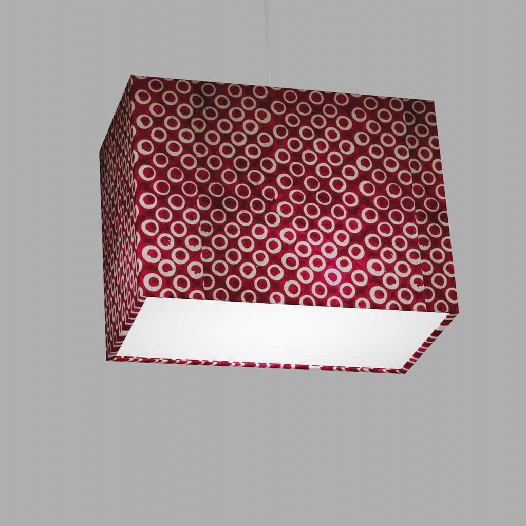 Rectangle Lamp Shade - P73 - Batik Cranberry Circles, 40cm(w) x 30cm(h) x 20cm(d)
