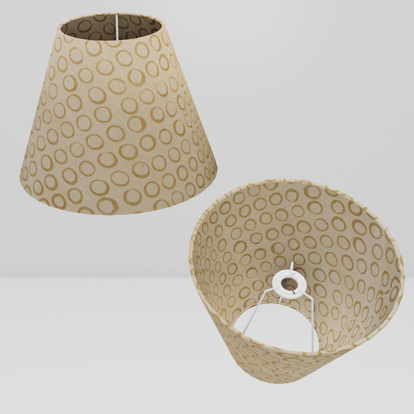 Conical Lamp Shade P74 - Batik Natural Circles, 15cm(top) x 30cm(bottom) x 22cm(height)