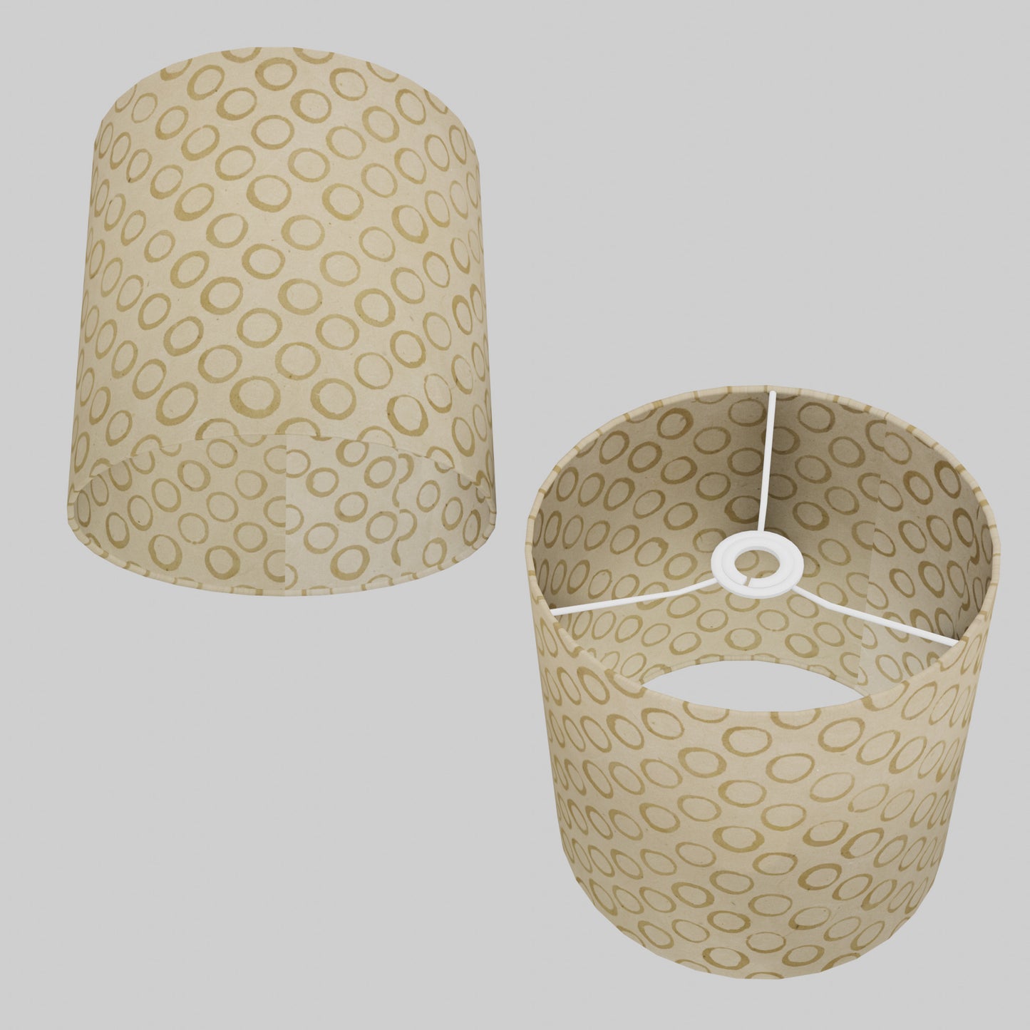 Drum Lamp Shade - P74 - Batik Natural Circles, 25cm x 25cm