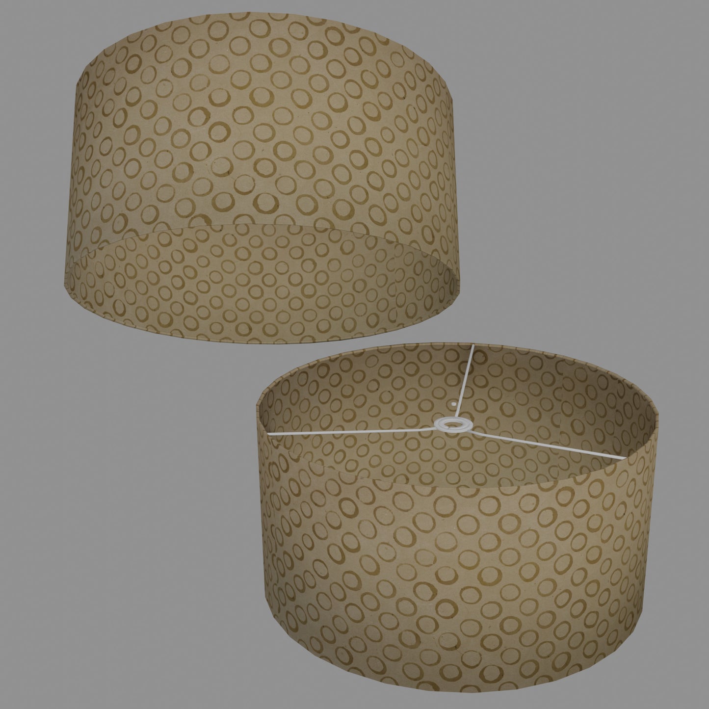 Drum Lamp Shade - P74 - Batik Natural Circles, 50cm(d) x 25cm(h)