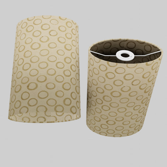 Oval Lamp Shade - P74 - Batik Natural Circles, 20cm(w) x 30cm(h) x 13cm(d)