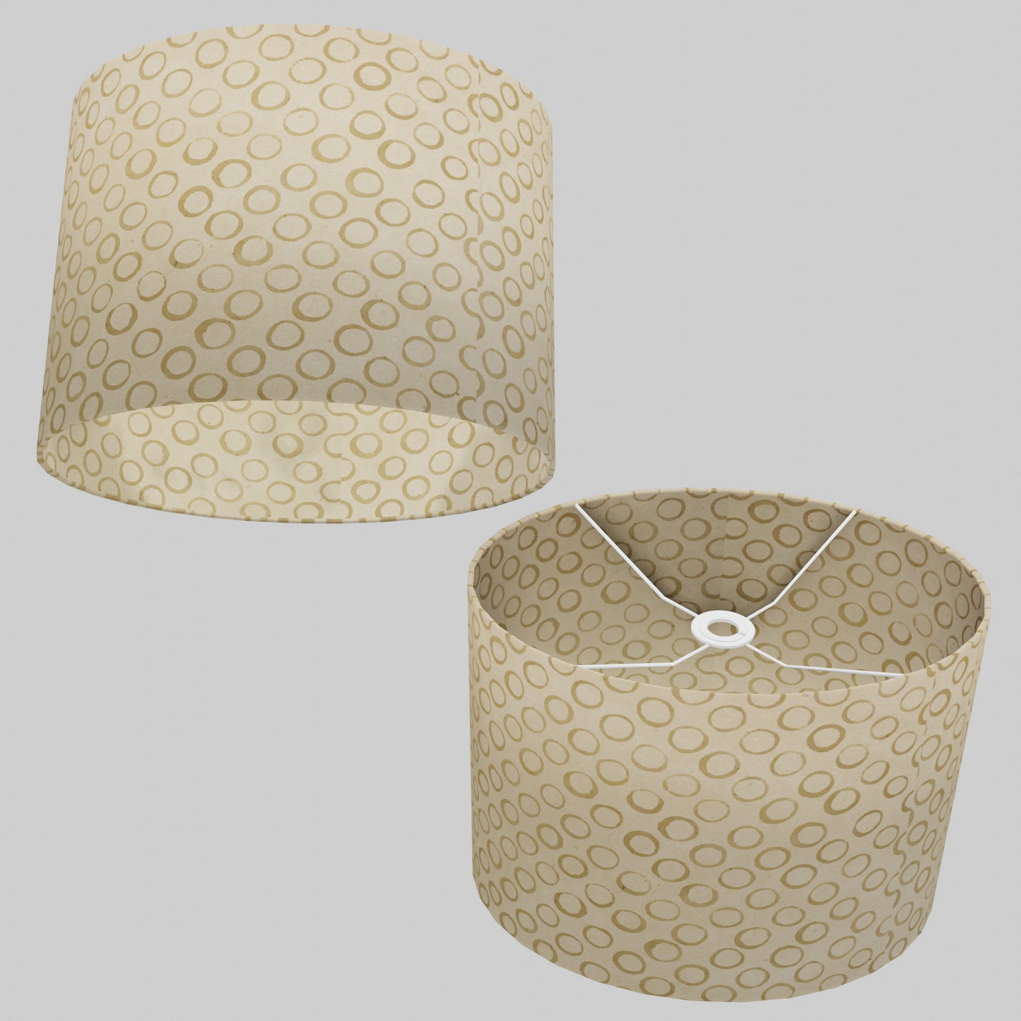 Oval Lamp Shade - P74 - Batik Natural Circles, 40cm(w) x 30cm(h) x 30cm(d)