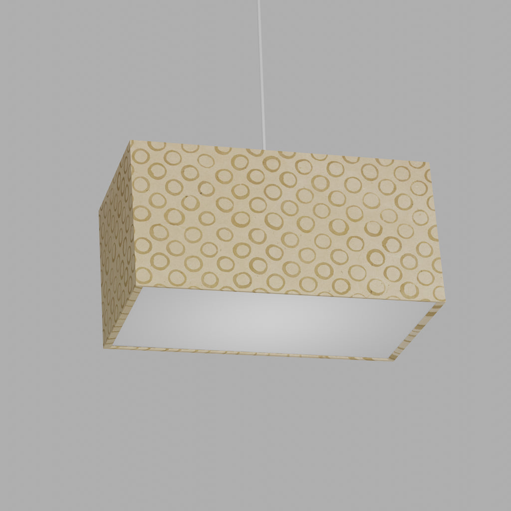 Rectangle Lamp Shade - P74 - Batik Natural Circles, 40cm(w) x 20cm(h) x 20cm(d)