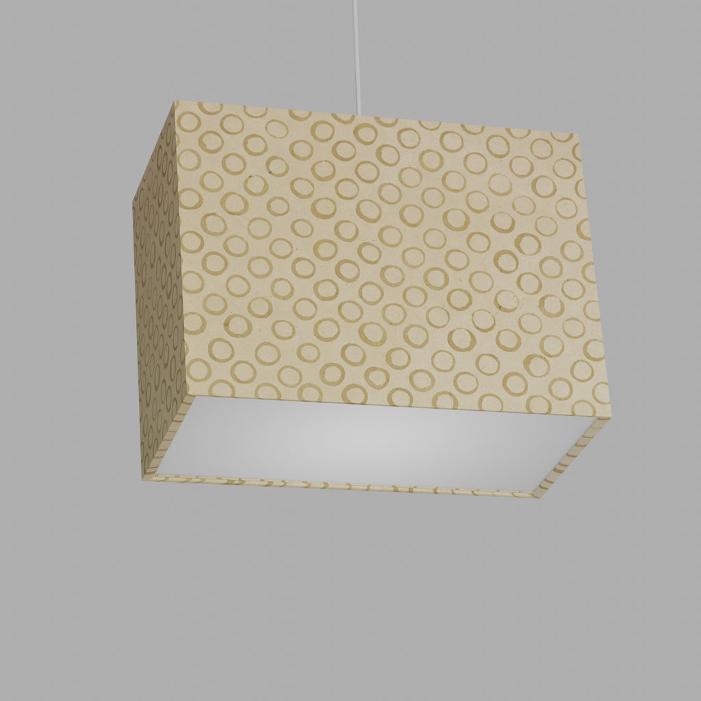 Rectangle Lamp Shade - P74 - Batik Natural Circles, 40cm(w) x 30cm(h) x 20cm(d)