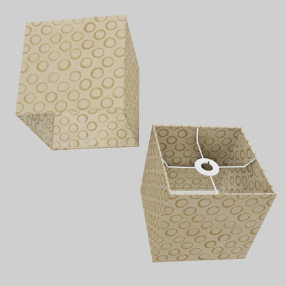 Square Lamp Shade - P74 - Batik Natural Circles, 20cm(w) x 20cm(h) x 20cm(d)