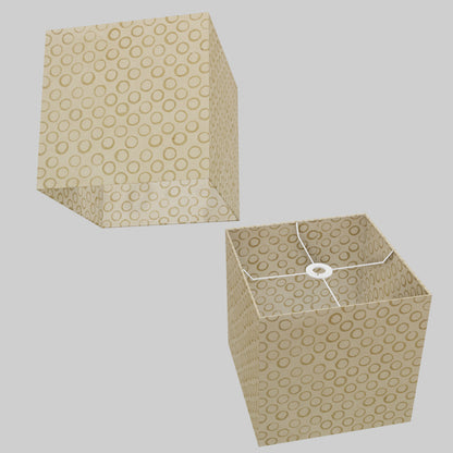 Square Lamp Shade - P74 - Batik Natural Circles, 30cm(w) x 30cm(h) x 30cm(d)