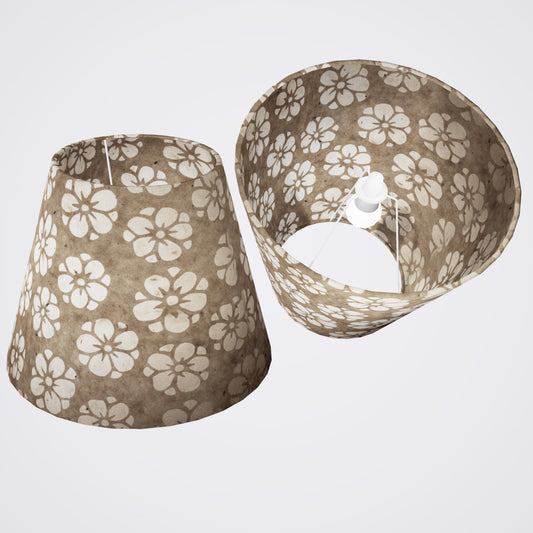 Conical Lamp Shade P75 - Batik Star Flower Natural, 23cm(top) x 40cm(bottom) x 31cm(height)