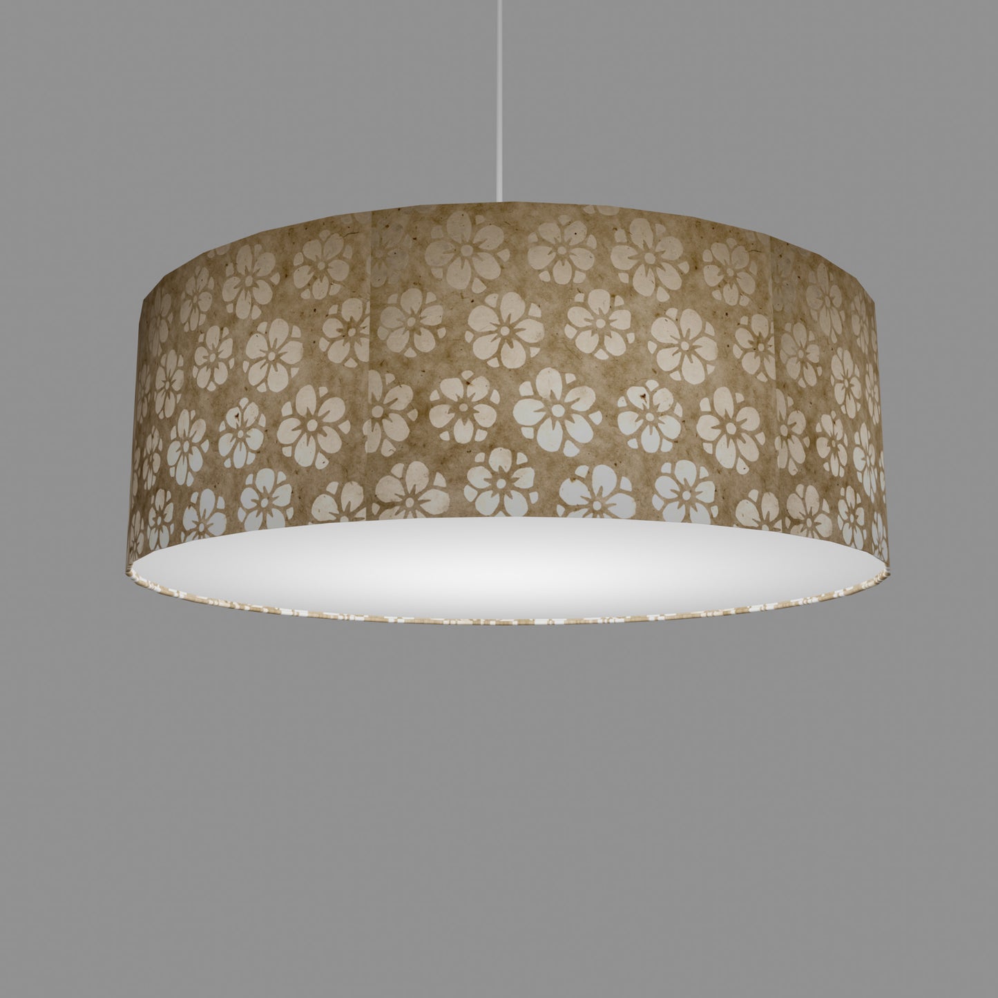 Drum Lamp Shade - P75 - Batik Star Flower Natural, 60cm(d) x 20cm(h)