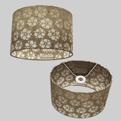 Oval Lamp Shade - P75 - Batik Star Flower Natural, 30cm(w) x 20cm(h) x 22cm(d)