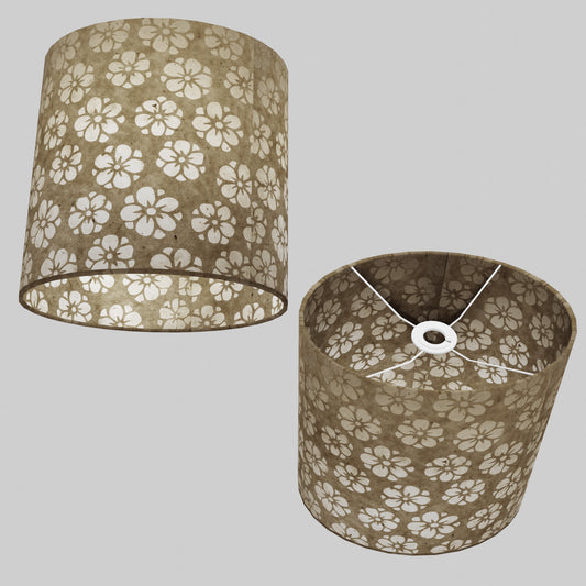 Oval Lamp Shade - P75 - Batik Star Flower Natural, 30cm(w) x 30cm(h) x 22cm(d)
