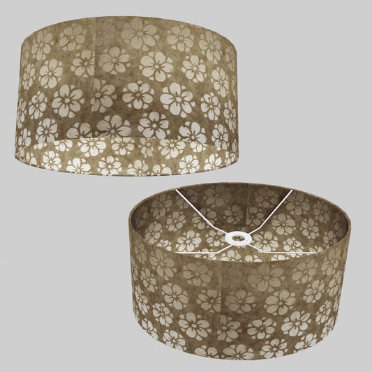 Oval Lamp Shade - P75 - Batik Star Flower Natural, 40cm(w) x 20cm(h) x 30cm(d)
