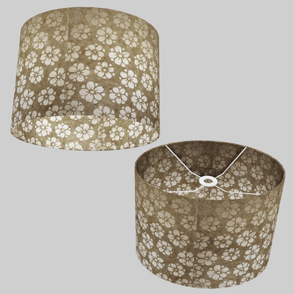 Oval Lamp Shade - P75 - Batik Star Flower Natural, 40cm(w) x 30cm(h) x 30cm(d)