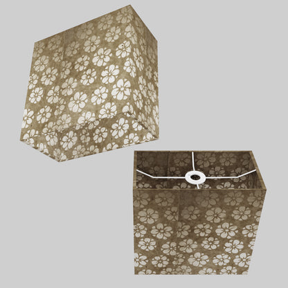 Rectangle Lamp Shade - P75 - Batik Star Flower Natural, 30cm(w) x 30cm(h) x 15cm(d)