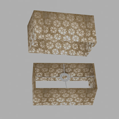 Rectangle Lamp Shade - P75 - Batik Star Flower Natural, 40cm(w) x 20cm(h) x 20cm(d)