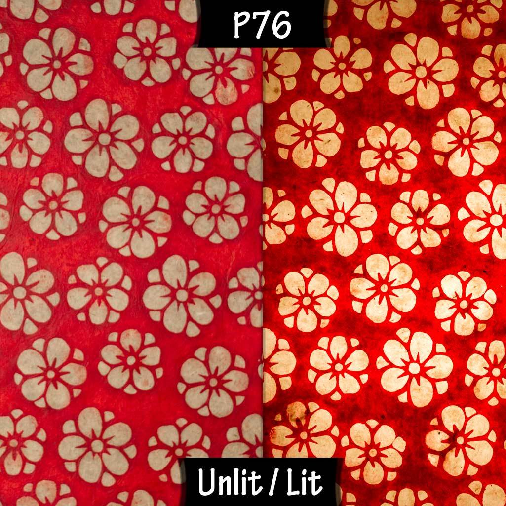 Oval Lamp Shade - P76 - Batik Star Flower Red, 40cm(w) x 30cm(h) x 30cm(d) - Imbue Lighting
