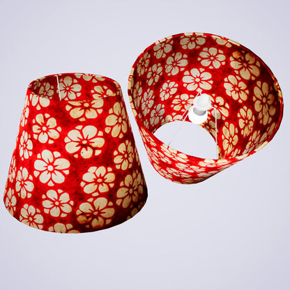 Conical Lamp Shade P76 - Batik Star Flower Red, 23cm(top) x 40cm(bottom) x 31cm(height)