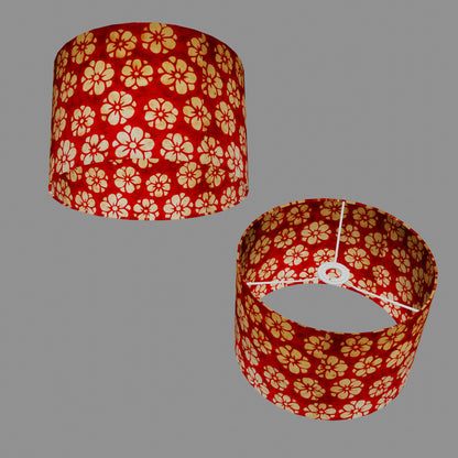 Drum Lamp Shade - P76 - Batik Star Flower Red, 30cm(d) x 20cm(h)