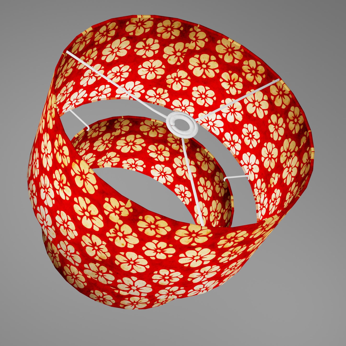 2 Tier Lamp Shade - P76 - Batik Star Flower Red, 40cm x 20cm & 30cm x 15cm