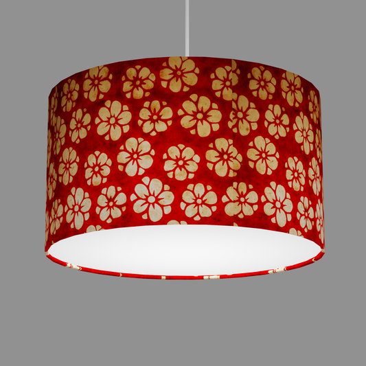 Drum Lamp Shade - P76 - Batik Star Flower Red, 35cm(d) x 20cm(h)