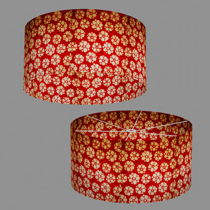 Drum Lamp Shade - P76 - Batik Star Flower Red, 60cm(d) x 30cm(h)