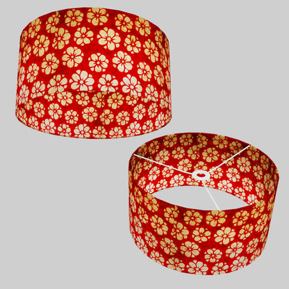 Drum Lamp Shade - P76 - Batik Star Flower Red, 40cm(d) x 20cm(h)