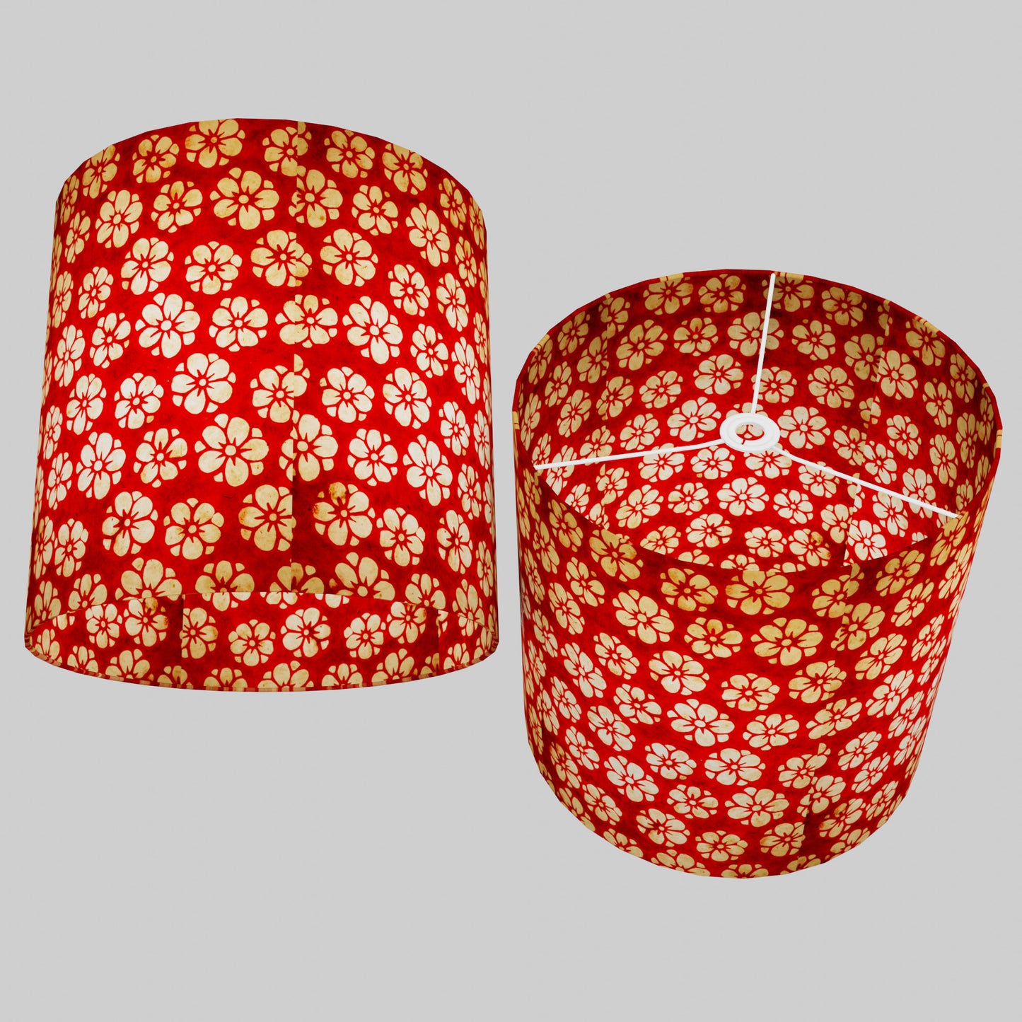 Drum Lamp Shade - P76 - Batik Star Flower Red, 40cm(d) x 40cm(h)