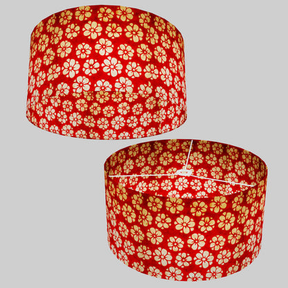 Drum Lamp Shade - P76 - Batik Star Flower Red, 50cm(d) x 25cm(h)