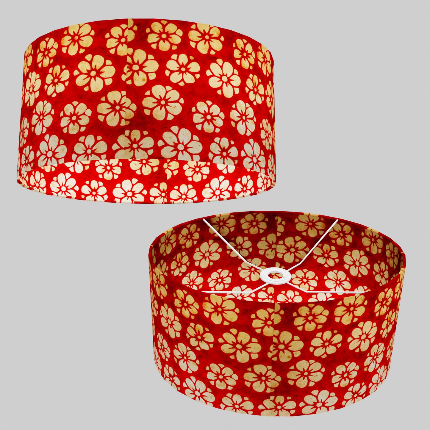 Oval Lamp Shade - P76 - Batik Star Flower Red, 40cm(w) x 20cm(h) x 30cm(d)
