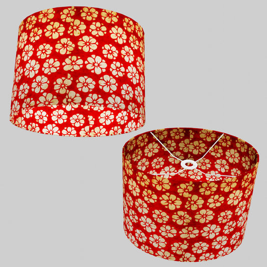 Oval Lamp Shade - P76 - Batik Star Flower Red, 40cm(w) x 30cm(h) x 30cm(d)