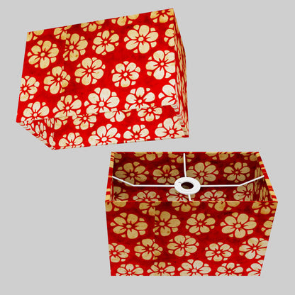 Rectangle Lamp Shade - P76 - Batik Star Flower Red, 30cm(w) x 20cm(h) x 15cm(d)