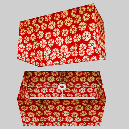 Rectangle Lamp Shade - P76 - Batik Star Flower Red, 50cm(w) x 25cm(h) x 25cm(d)
