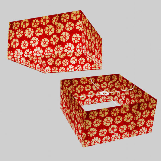 Square Lamp Shade - P76 - Batik Star Flower Red, 40cm(w) x 20cm(h) x 40cm(d)
