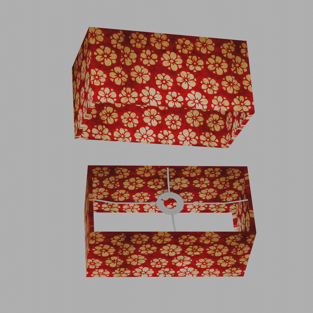 Rectangle Lamp Shade - P76 - Batik Star Flower Red, 40cm(w) x 20cm(h) x 20cm(d)