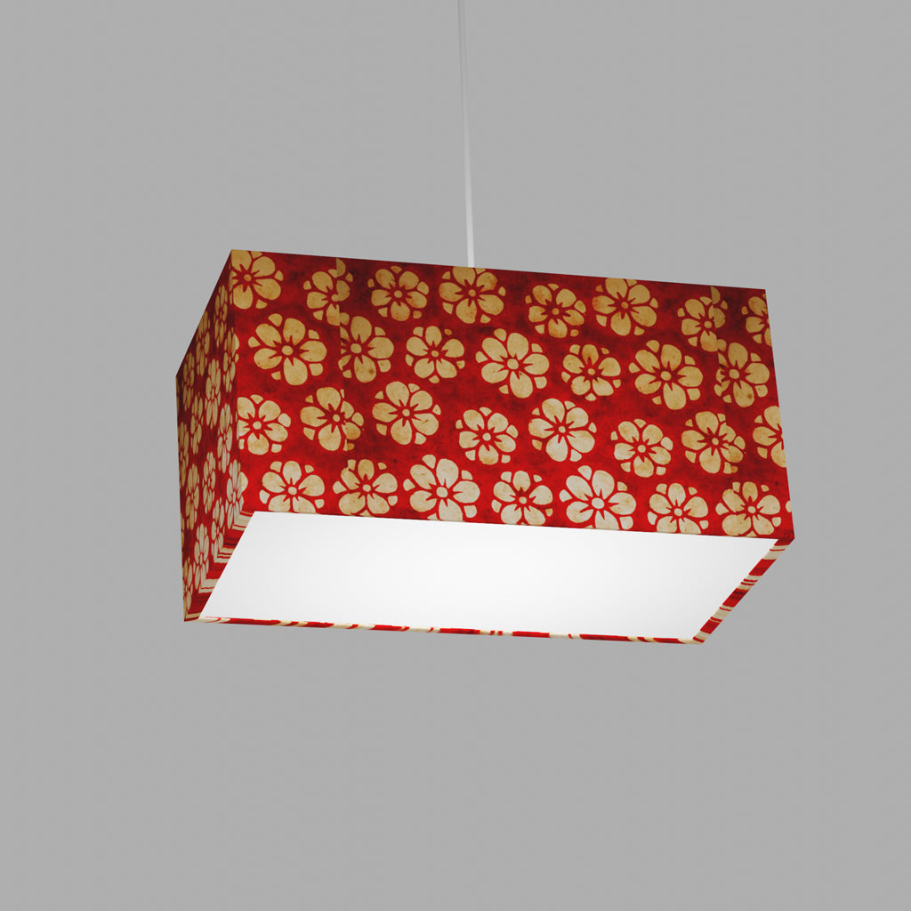 Rectangle Lamp Shade - P76 - Batik Star Flower Red, 40cm(w) x 20cm(h) x 20cm(d)