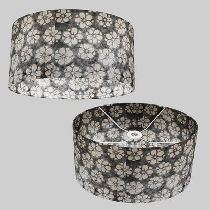 Oval Lamp Shade - P77 - Batik Star Flower Grey, 40cm(w) x 20cm(h) x 30cm(d)