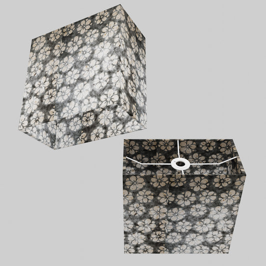 Rectangle Lamp Shade - P77 - Batik Star Flower Grey, 30cm(w) x 30cm(h) x 15cm(d)