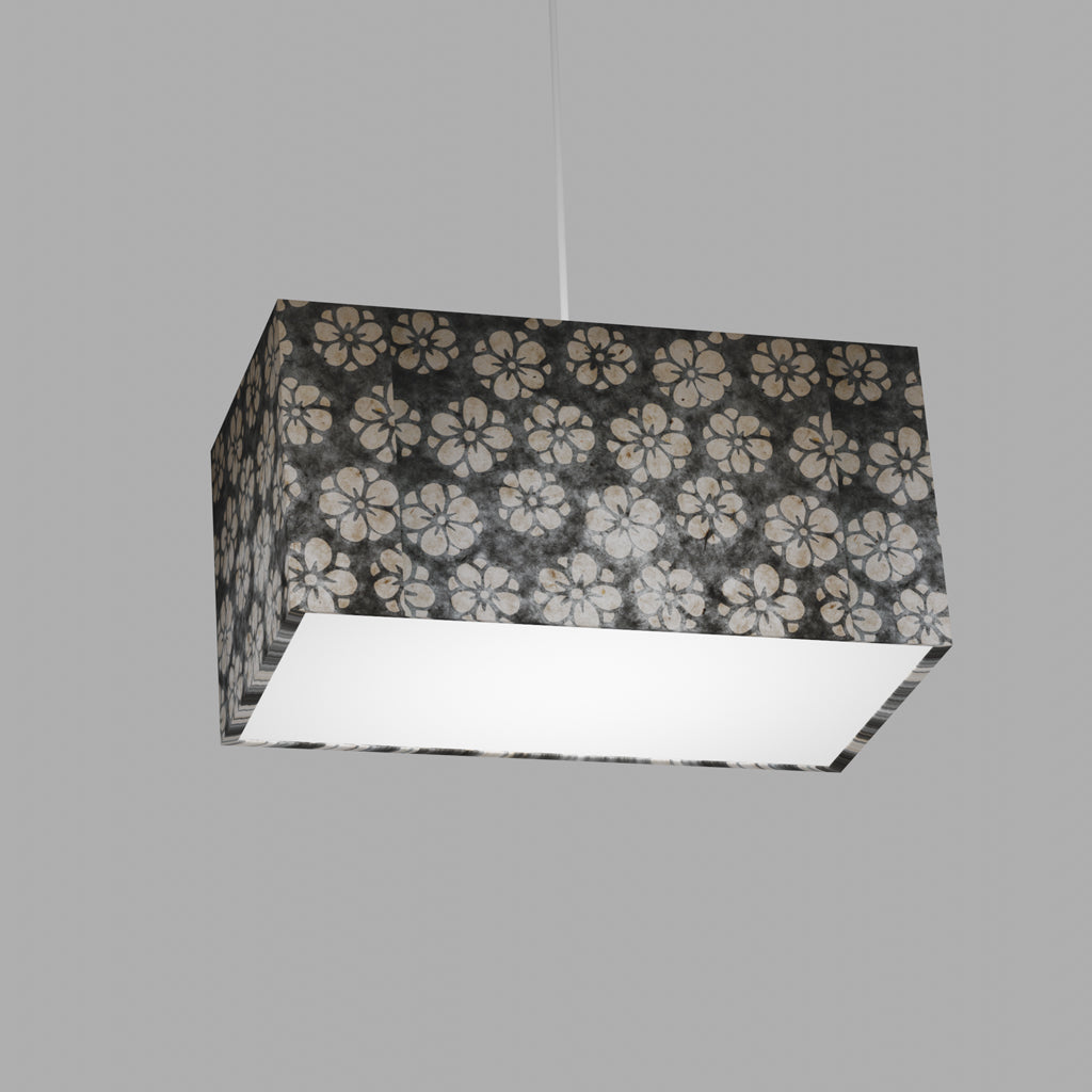 Rectangle Lamp Shade - P77 - Batik Star Flower Grey, 40cm(w) x 20cm(h) x 20cm(d)