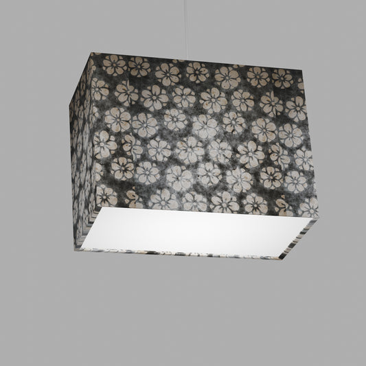Rectangle Lamp Shade - P77 - Batik Star Flower Grey, 40cm(w) x 30cm(h) x 20cm(d)
