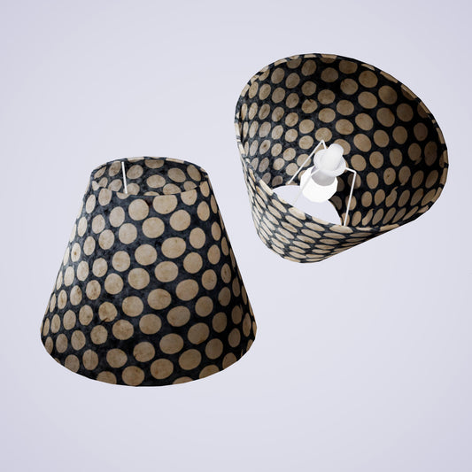 Conical Lamp Shade P78 - Batik Dots on Grey, 15cm(top) x 30cm(bottom) x 22cm(height)