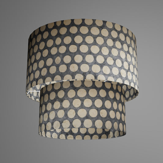 2 Tier Lamp Shade - P78 - Batik Dots on Grey, 40cm x 20cm & 30cm x 15cm
