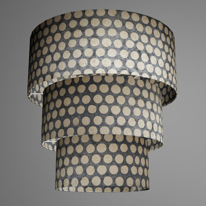 3 Tier Lamp Shade - P78 - Batik Dots on Grey, 50cm x 20cm, 40cm x 17.5cm & 30cm x 15cm